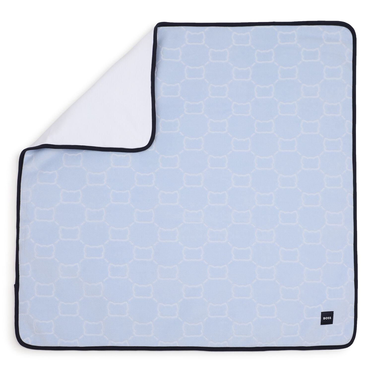 Baby Boys Blue & White Logo Blanket, 1, hi-res