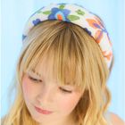 Girls White Floral Embroidered Headband , 1, hi-res