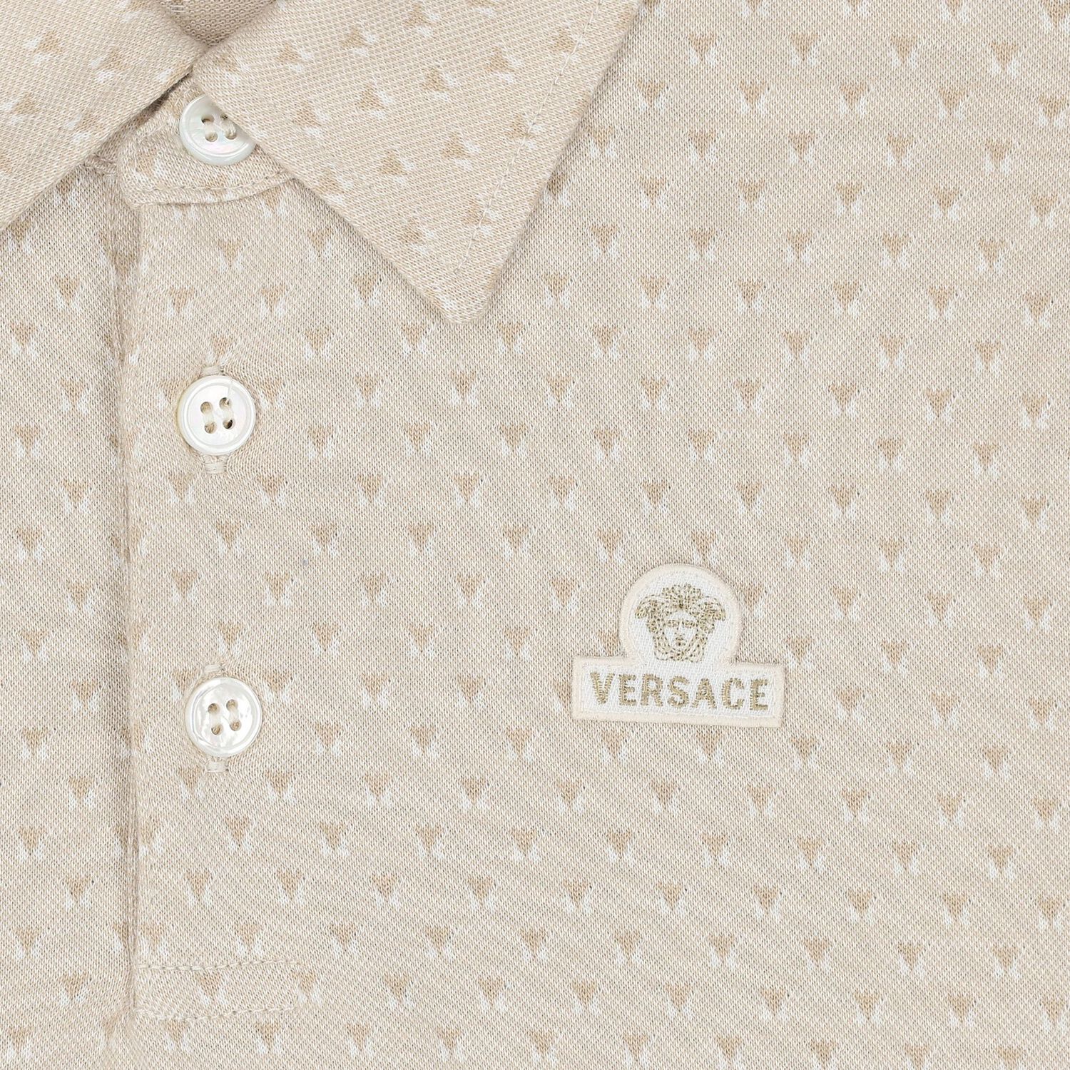 Boys Beige Logo Polo Shirt, 1, hi-res