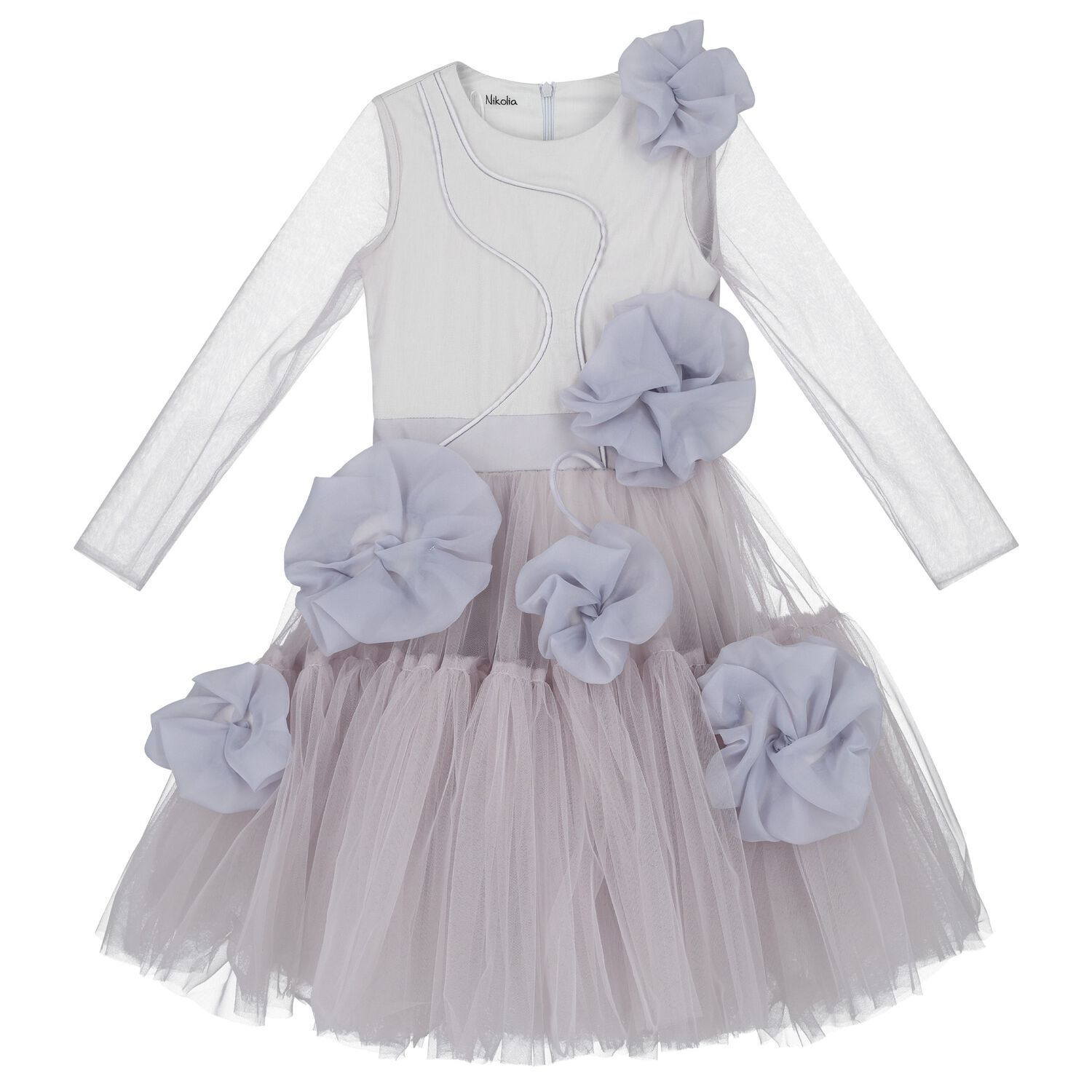 فستان بنات تول بالشعار باللون البنفسجي, 1, hi-res image number null