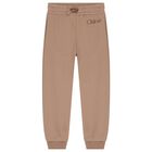 Girls Beige Logo Joggers, 1, hi-res