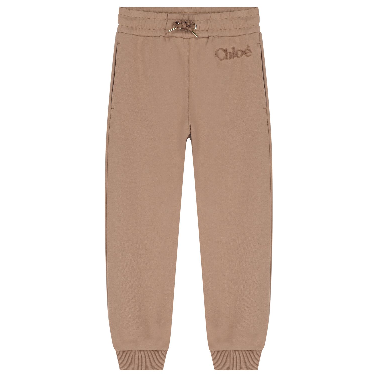 Girls Beige Logo Joggers, 1, hi-res image number null