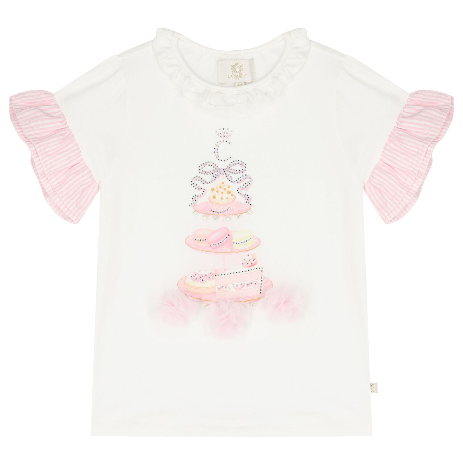 Girls White & Pink Pastry Shorts Set, 1, hi-res image number null