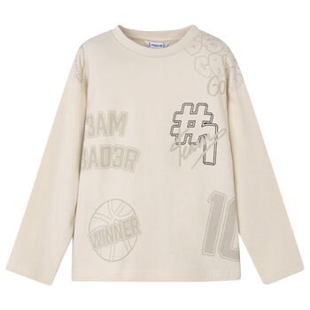 Boys Ivory Long Sleeve Top