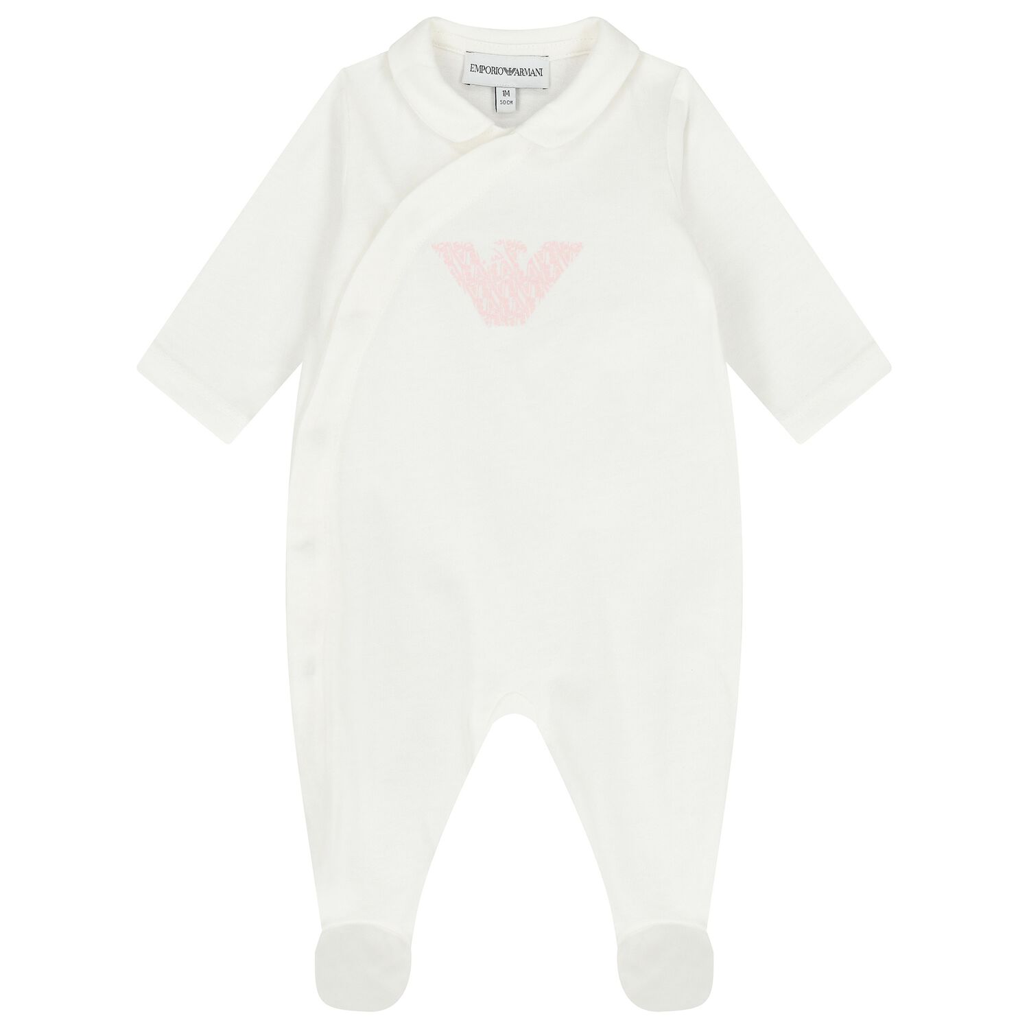 Baby Girls White & Pink Cotton Logo Babygrow, 3, hi-res