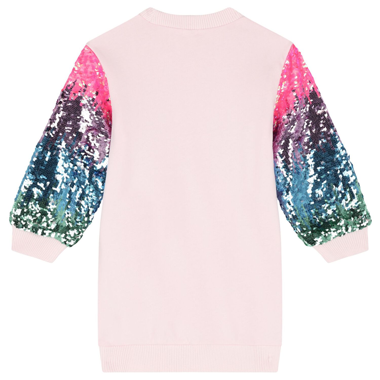 Girls Pink Sequin Sweatshirt Dress, 1, hi-res image number null
