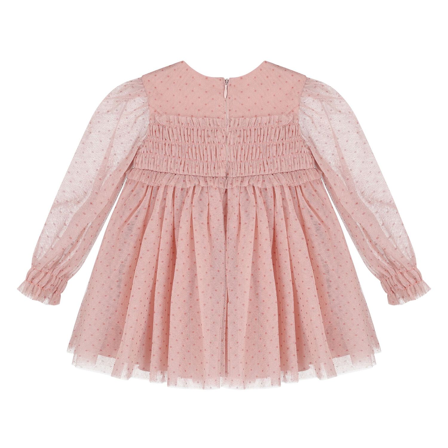 Younger Girls Pink Dotted & Sparkle Tulle Dress , 1, hi-res