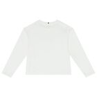 Girls White Logo Long Sleeve Top, 1, hi-res