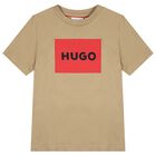 Boys Beige Logo T-Shirt , 6, hi-res