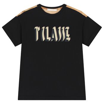 Boys Black & Beige Geo Map Logo T-Shirt