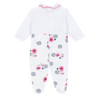 Baby Girls White Floral Babygrow, 1, hi-res