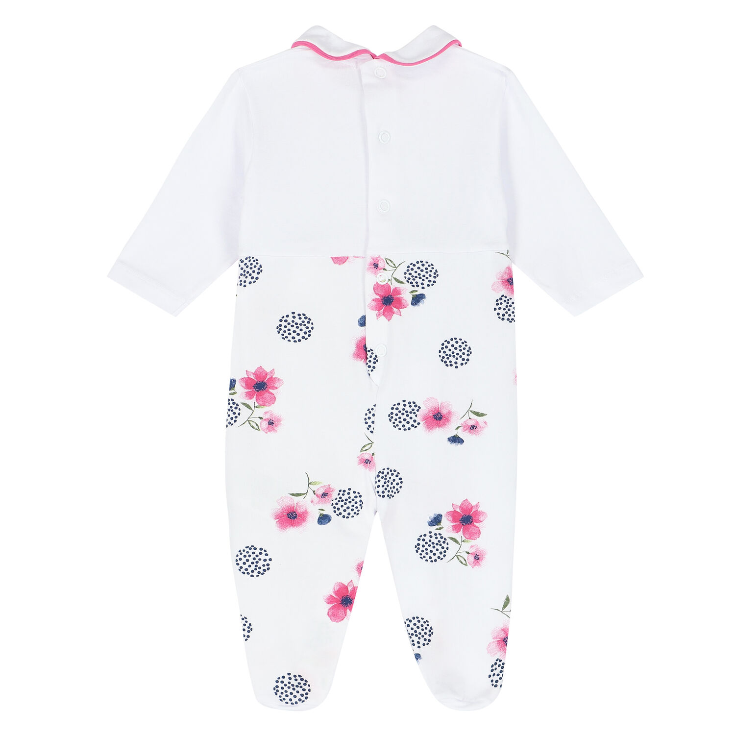 Baby Girls White Floral Babygrow, 1, hi-res image number null