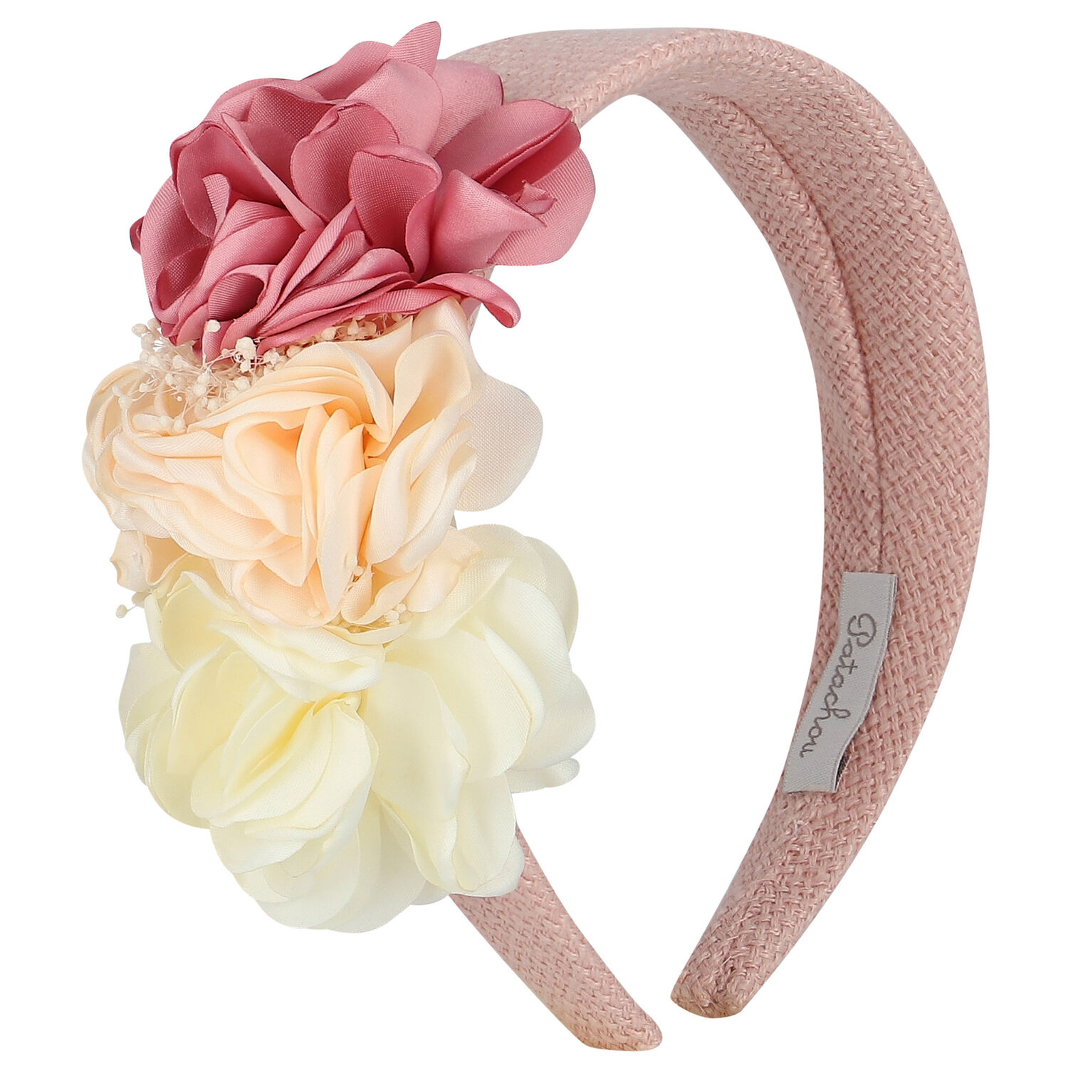 Girls Pink Tweed Flower Headband, 1, hi-res image number null