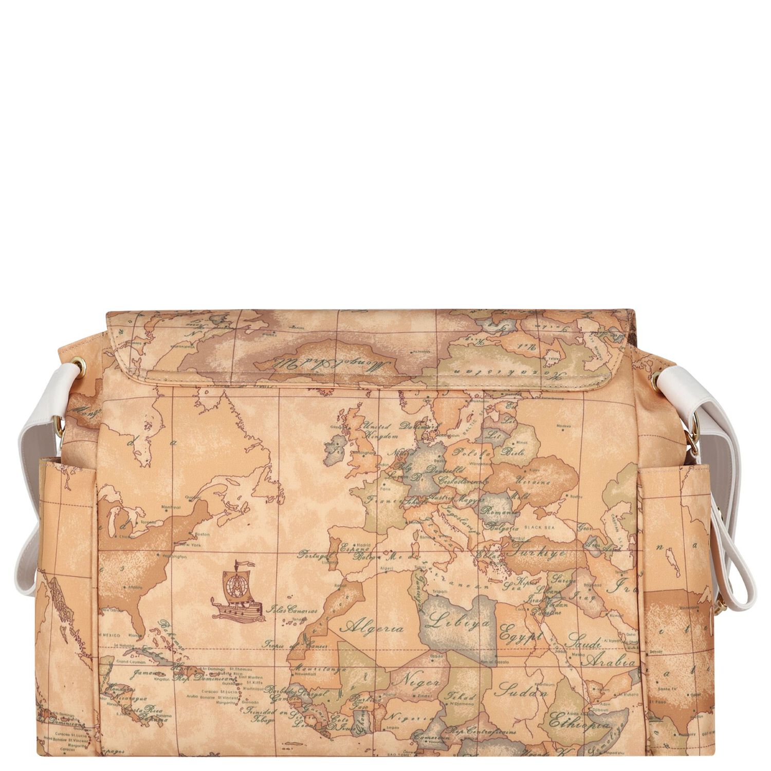 Beige Geo Map Baby Changing Bag, 1, hi-res