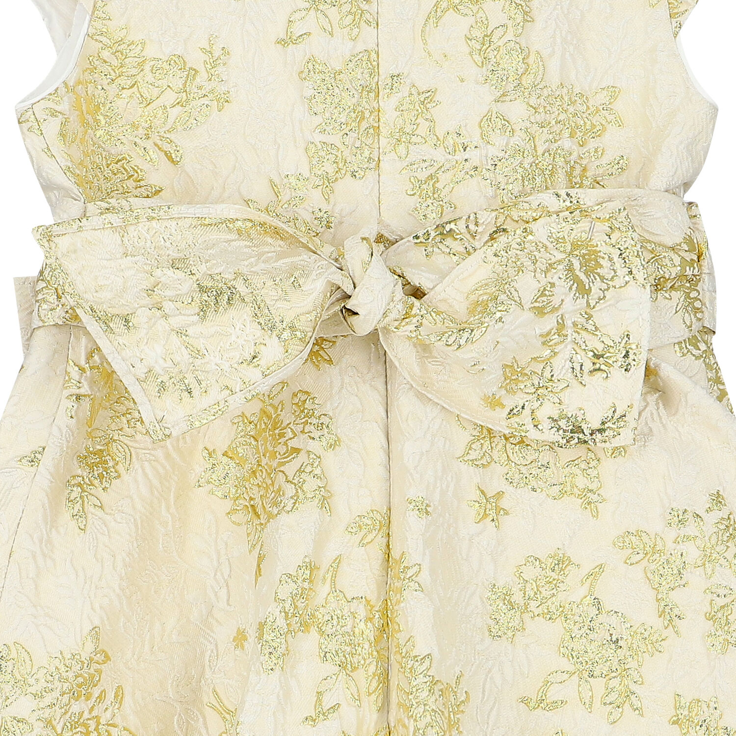 Girls Ivory & Gold Brocade Dress, 1, hi-res image number null