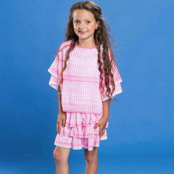 Girls Pink Ruffle Layered Skirt