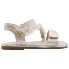 Girls Gold Metallic Floral Sandals, 1, hi-res