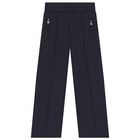 Girls Navy Blue Logo Trousers, 1, hi-res