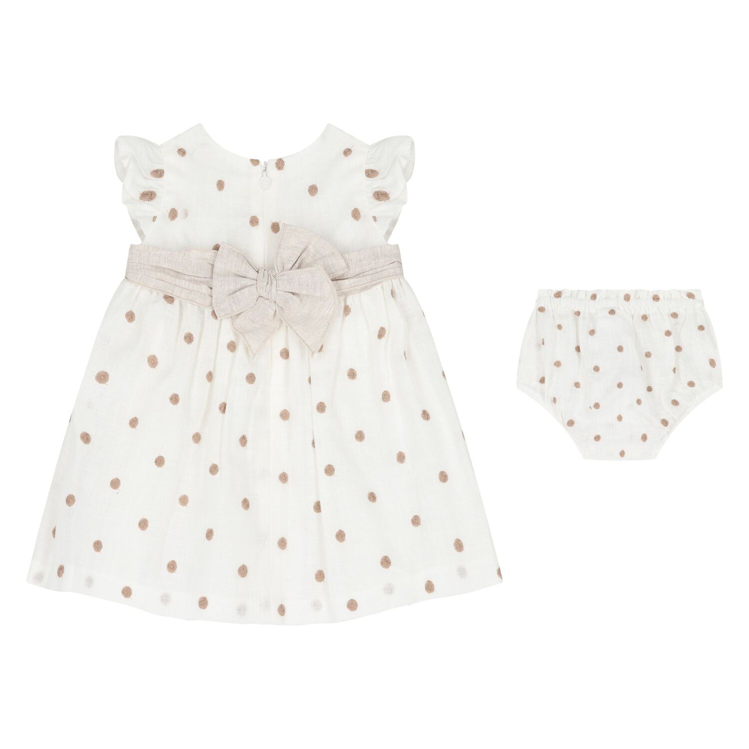Baby Girls Ivory & Beige Dress Set, 2, hi-res