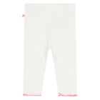 Younger Girls White & Pink Heart Leggings , 1, hi-res