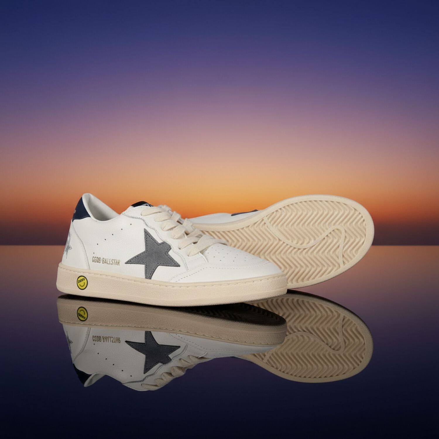 Ivory & Grey Logo Trainers, 1, hi-res