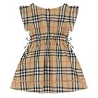Younger Girls Beige Check Dress, 1, hi-res