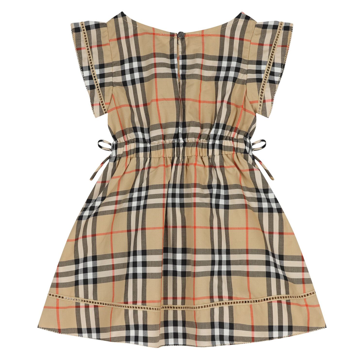 Younger Girls Beige Check Dress, 1, hi-res