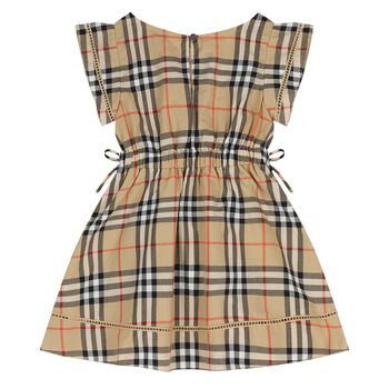 Younger Girls Beige Check Dress