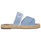 Girls Mini Me Blue & Beige Logo Sliders , 1, hi-res