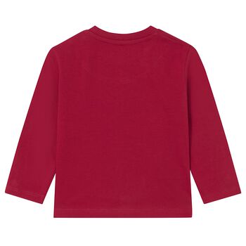 Younger Boys Burgundy Logo Long Sleeve Top
