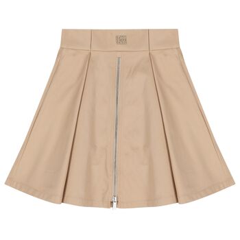 Girls Beige Logo Skirt