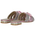 Girls Pink & Silver Embellished Sandals , 2, hi-res