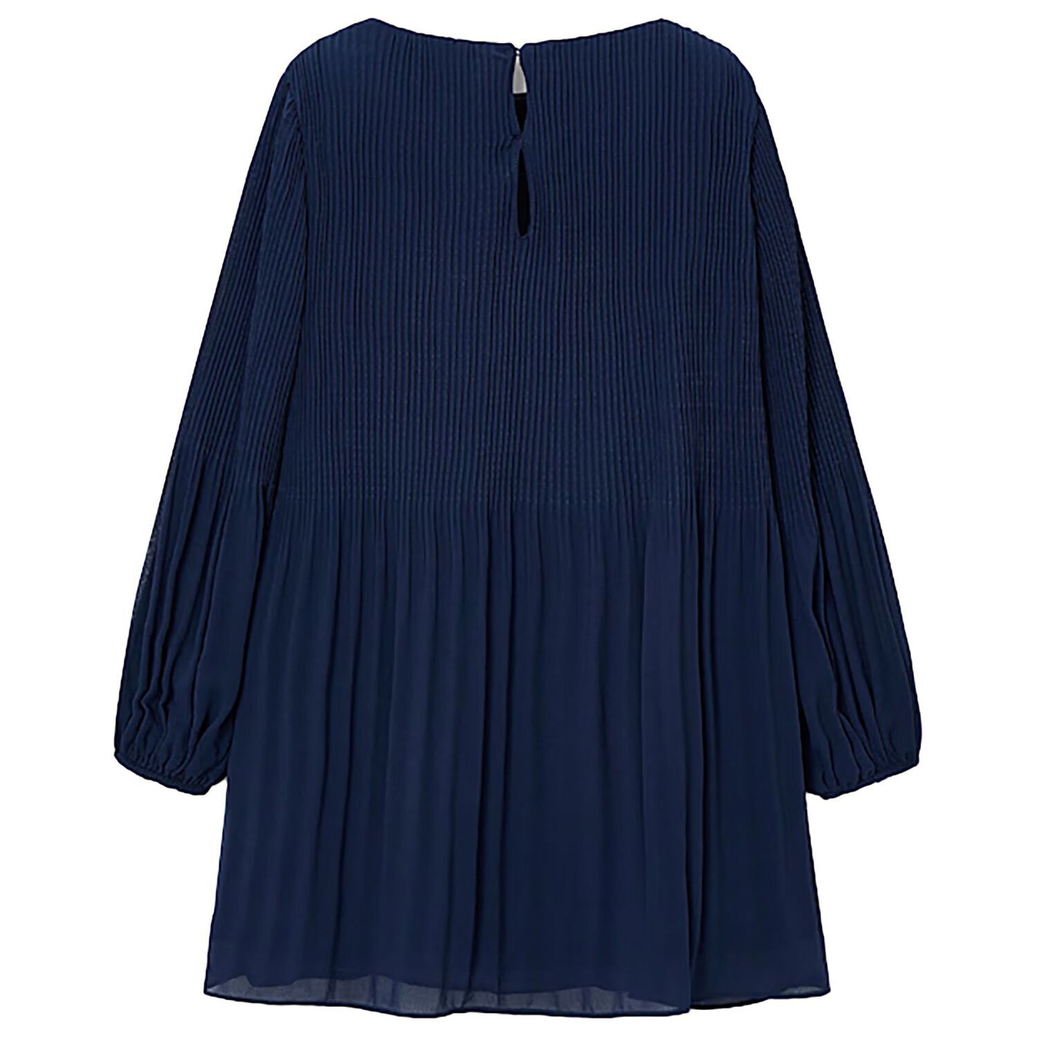 Girls Navy Blue Pleated Dress, 1, hi-res