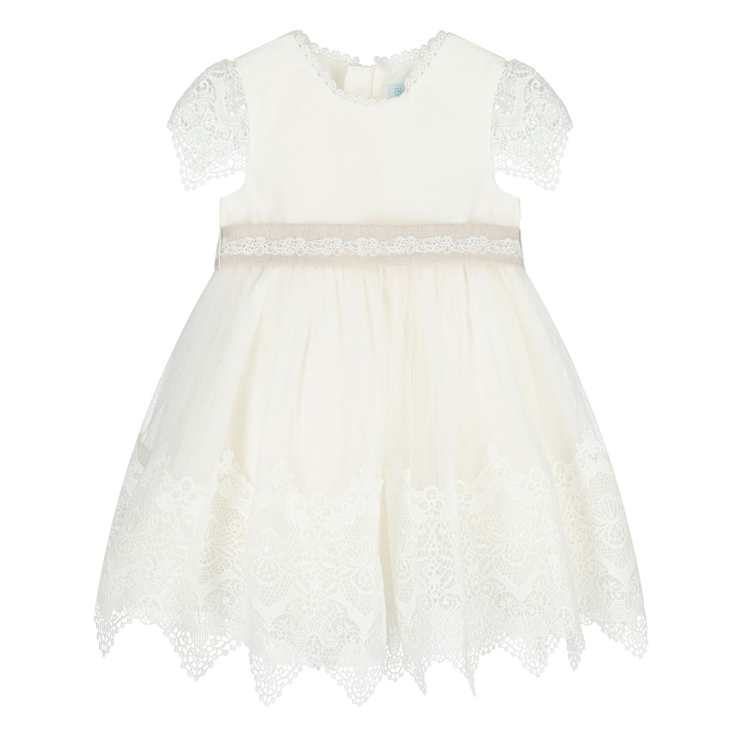 Younger Girls White Bow Dress, 1, hi-res