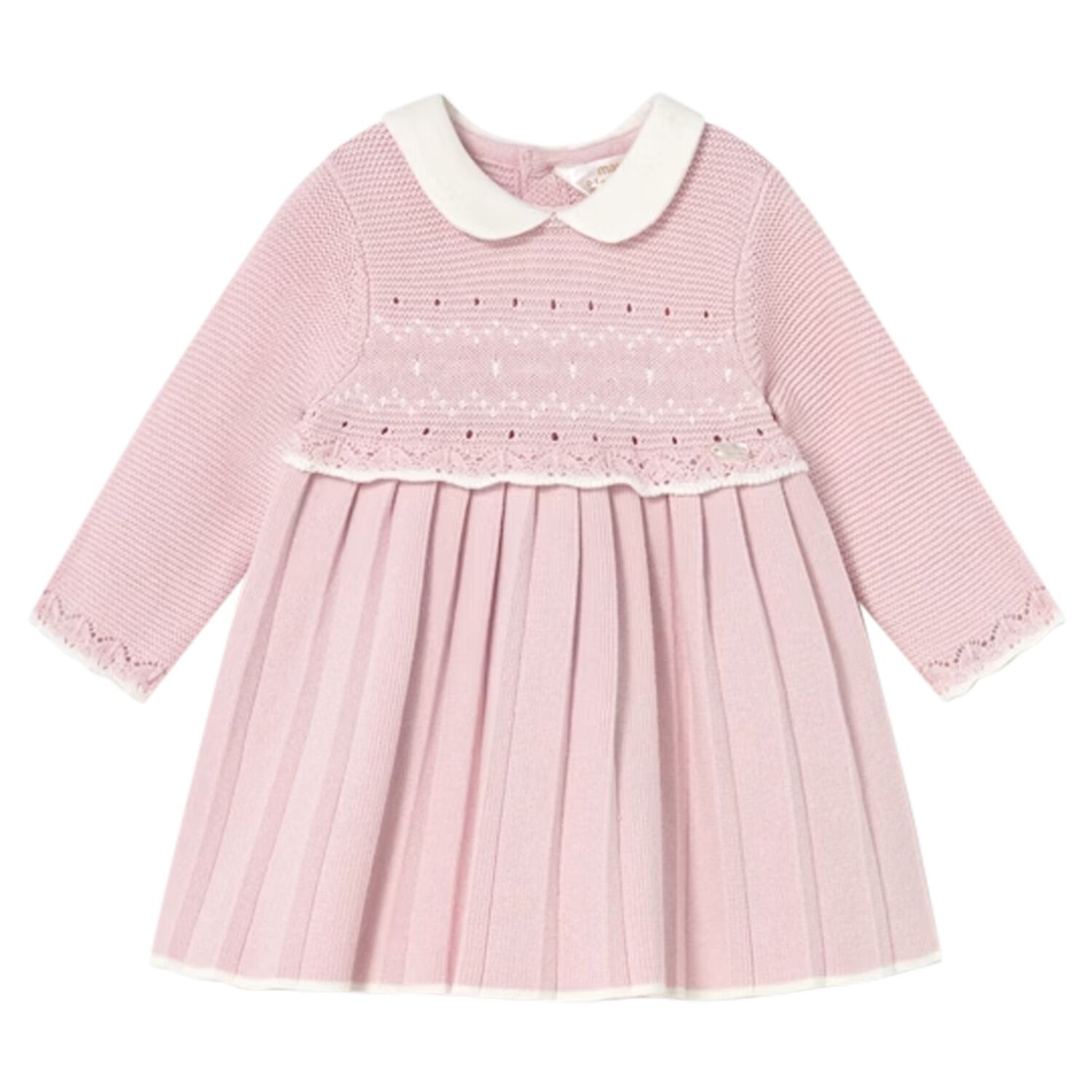 Baby Girls Pink Knitted Dress, 2, hi-res