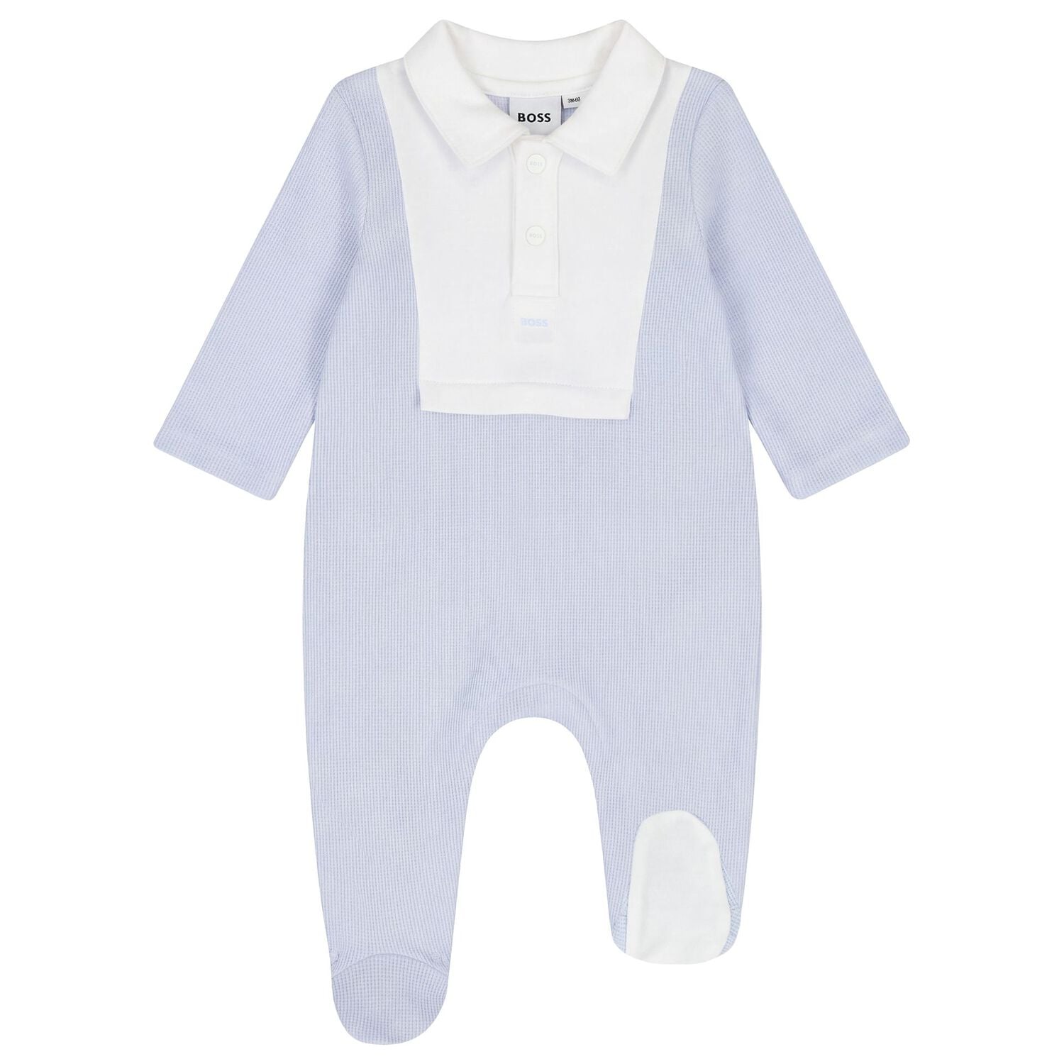 Baby Boys Blue & White Polo Babygrow, 1, hi-res