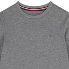 توب اولاد باكمام طويله بالشعار من القطن باللون الاسود والرمادى , 2, hi-res