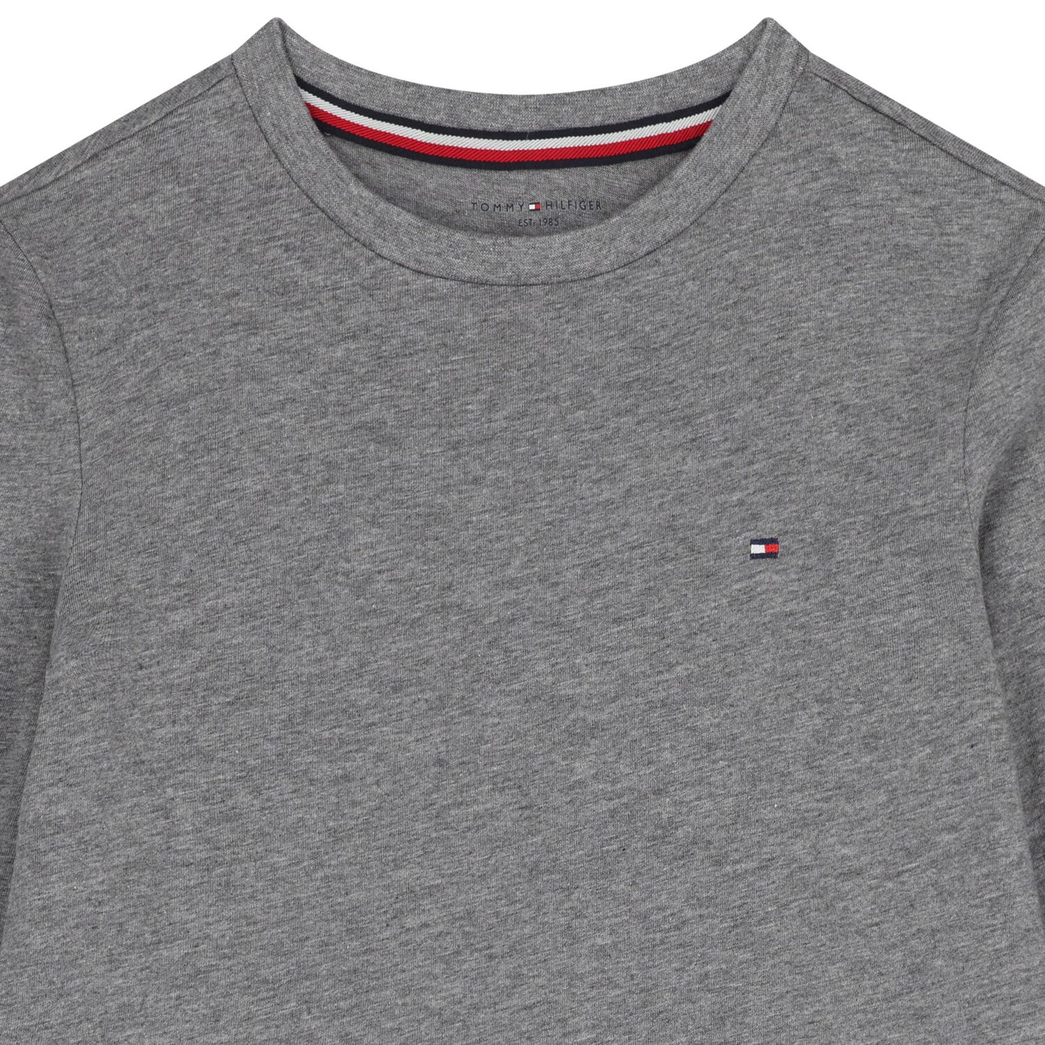 توب اولاد باكمام طويله بالشعار من القطن باللون الاسود والرمادى , 2, hi-res