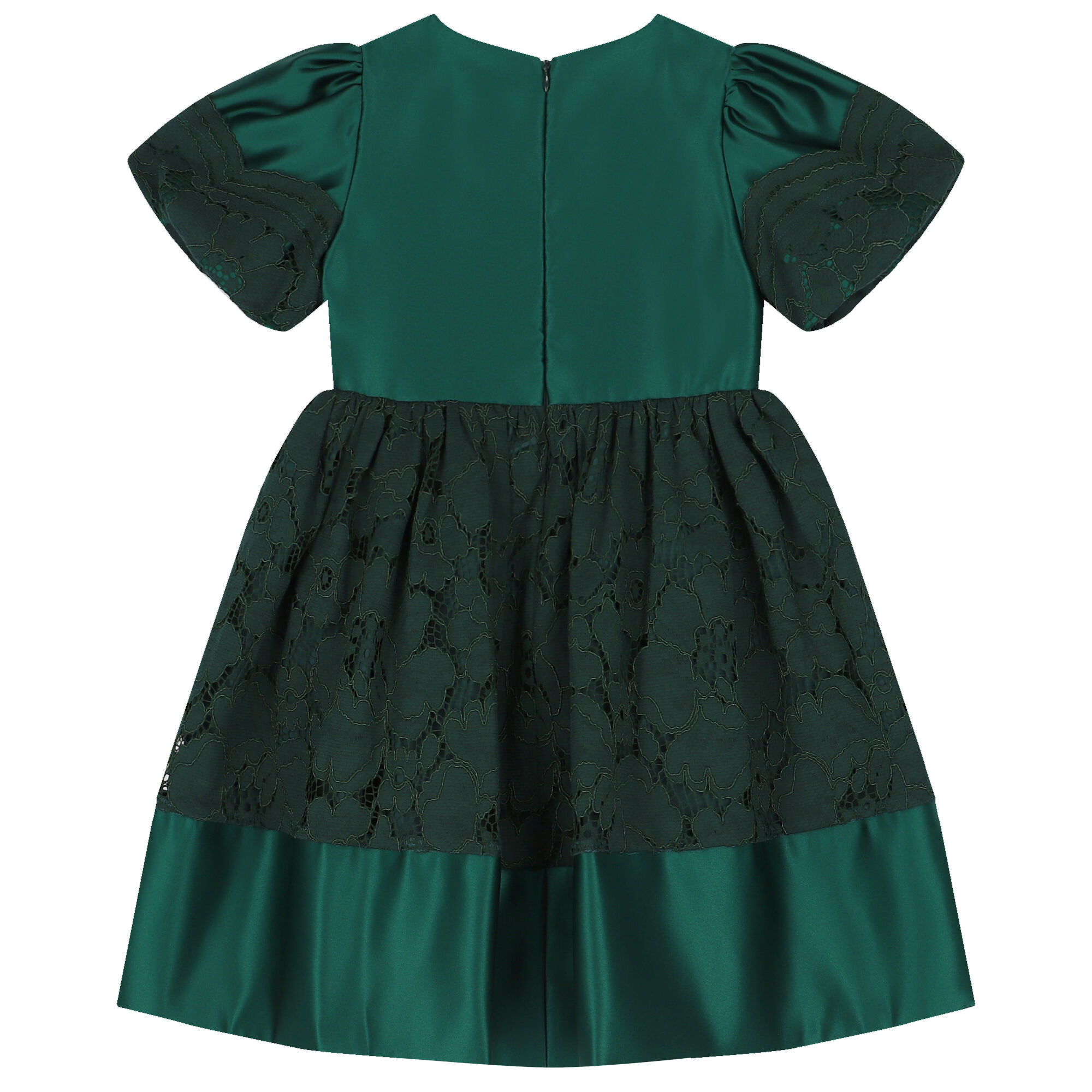 Patachou Girls Green Satin Lace Dress Junior Couture UAE