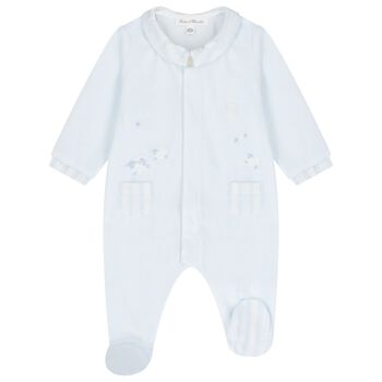 Blue Velour Sheep Babygrow