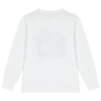 Boys White Logo Long Sleeve Top