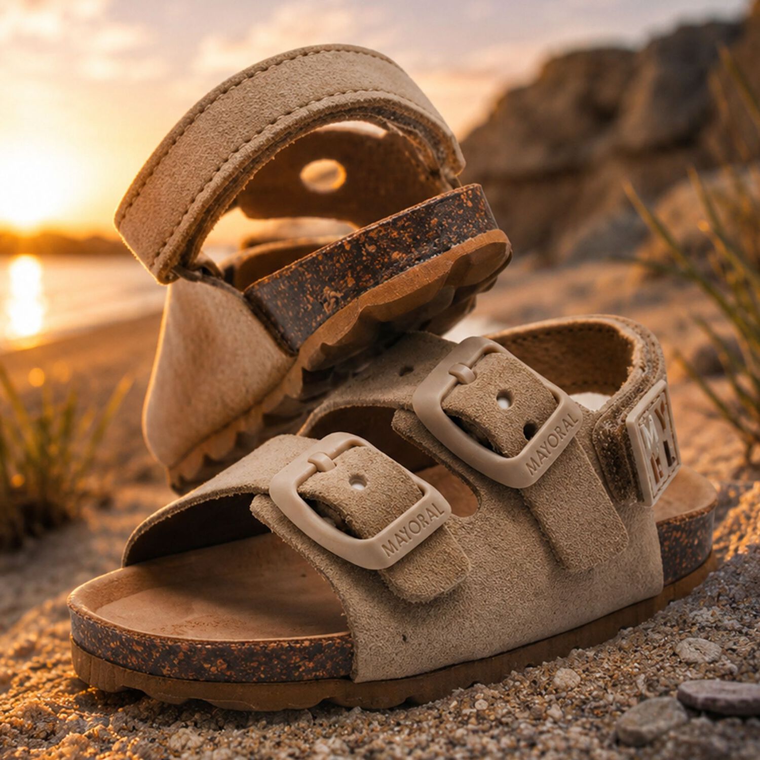 Baby Boys Beige Leather Sandal, 2, hi-res