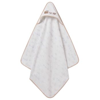 Mayoral Baby Boys White & Beige Hooded Towel, 1 Baby Boys White & Beige Hooded Towel