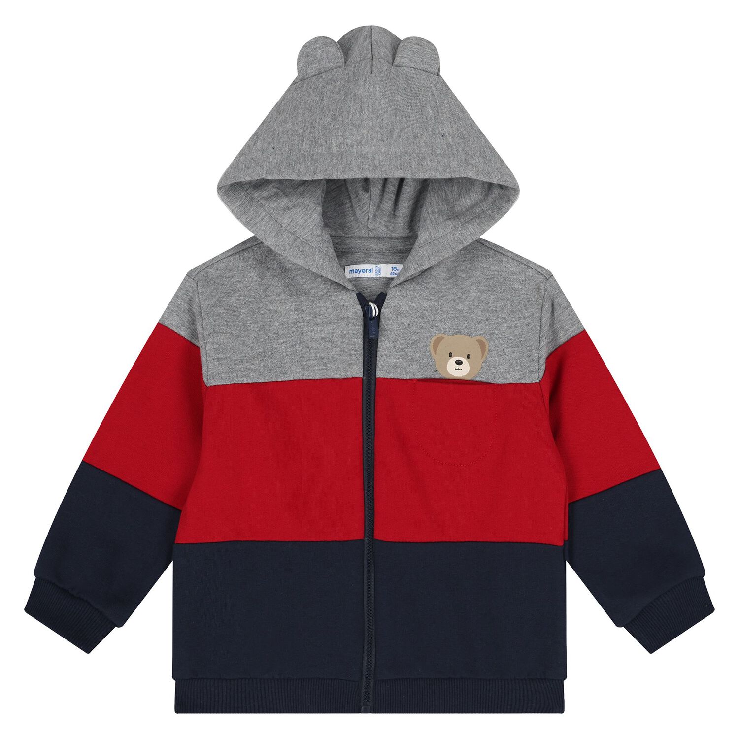 Younger Boys Grey, Red & Navy Blue 3-Piece Tracksuit, 3, hi-res image number null