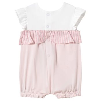 Baby Girls Pink & White Flower Romper
