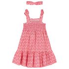 Girls Pink Floral Smocked Dress Set, 2, hi-res