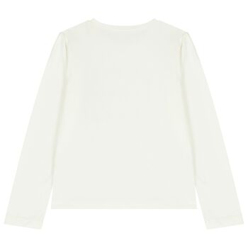 Girls Ivory Embroidered Long Sleeve Top