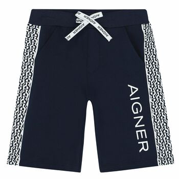 Boys Navy & White Logo Shorts