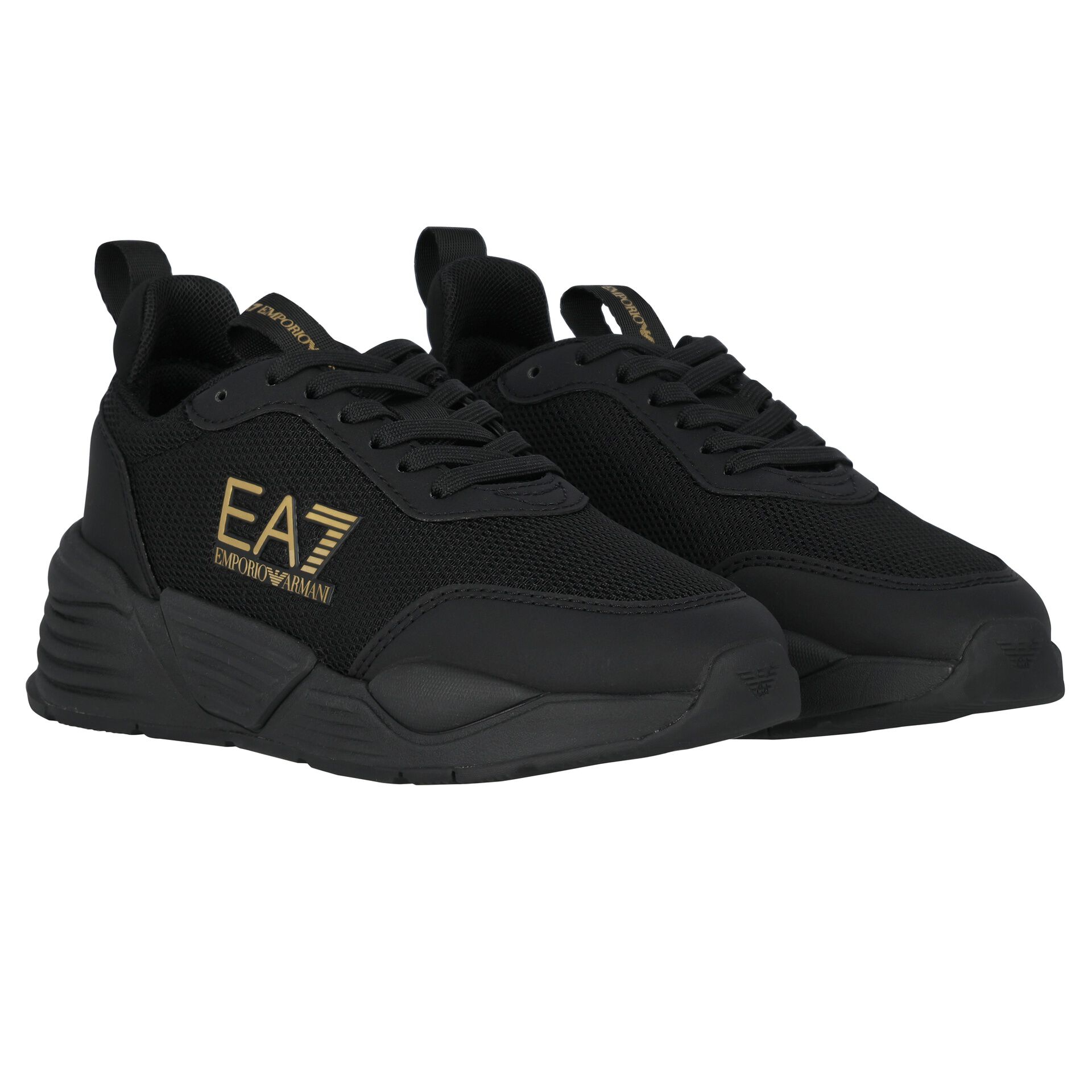 EA7 Emporio Armani Black Logo Trainers Junior Couture UAE