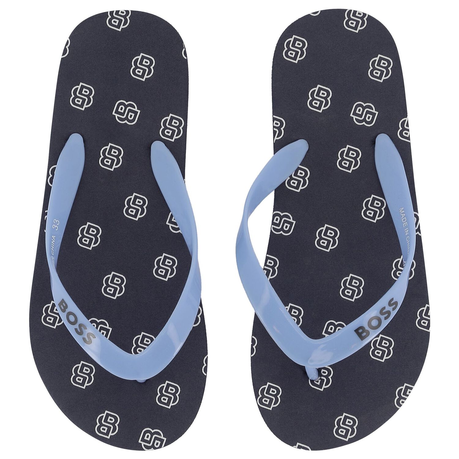 Boys Navy Blue Logo Flip Flops, 1, hi-res image number null